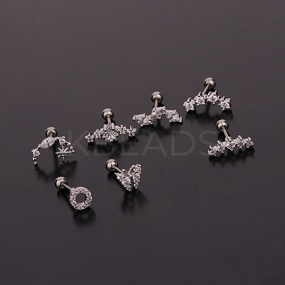 316L Surgical Stainless Steel Micro Pave Clear Cubic Zirconia Cartilage Earrings WG14BE9-01-1