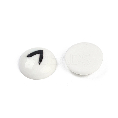 White and Black Flat Round Cartoon Resin Cabochons LS-CRES-Q009-01J-1