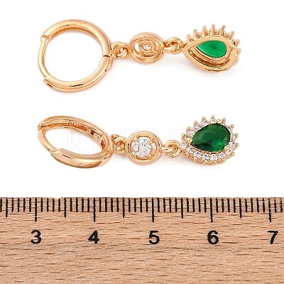 Brass Micro Pave Cubic Zirconia Leverback Earrings EJEW-K300-49G-1