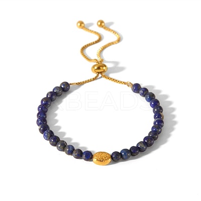 Adjustable Natural Round Lapis Lazuli Beads Slider Bracelets LS-LF2079-3-1