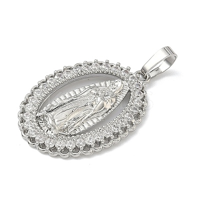 Brass Micro Pave Clear Cubic Zirconia Pendants KK-G548-16P-1