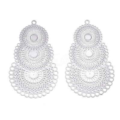 Tarnish Resistant 304 Stainless Steel Filigree Pendants X-STAS-R102-10P-1