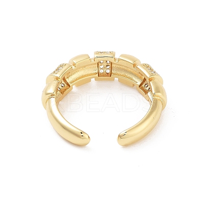 Brass Micro Pave Clear Cubic Zirconia Multi-layer Open Cuff Ring for Women RJEW-Z055-01G-02-1