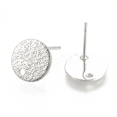 Hammered Brass Stud Earring Findings X-KK-S345-202P-1