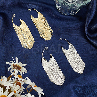 2 Pairs 2 Colors Alloy Tassel Stud Earrings EJEW-AN0004-75-1