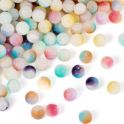 198Pcs 9 Colors Frosted Baking Paint Crackle Glass Beads with Glitter Powder DGLA-TA0001-23-1