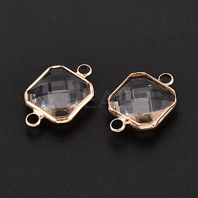 Brass with Glass Links/Connector Charms GLAA-T027-14-1