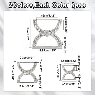 12Pcs 3 Styles Alloy Rhinestone Underwear Strap Adjustment Buckles FIND-WR0010-52-1