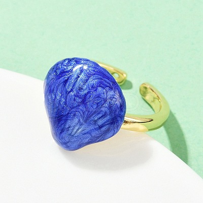 Brass Enamel Adjustable Cuff Rings for Women RJEW-G357-01N-1
