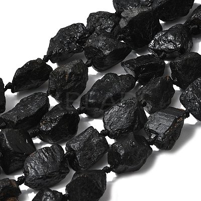 Raw Rough Natural Black Tourmaline Beads Strands G-B172-A01-1