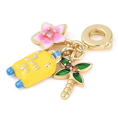 Rack Plating Brass Cubic Zirconia Summer European Dangle Charms X-KK-P287-01B-G-1
