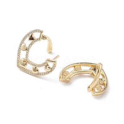 Heart Cubic Zirconia Hoop Earrings EJEW-M216-07B-1