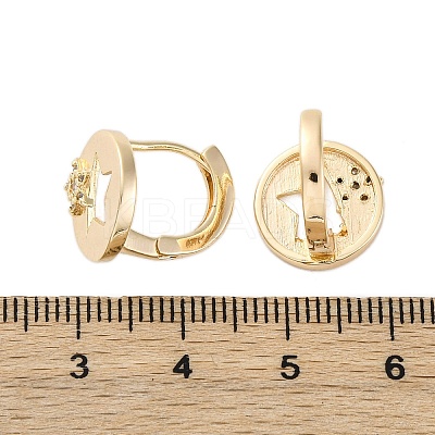 Brass Clear Cubic Zirconia Hoop Earrings EJEW-Q014-38G-1