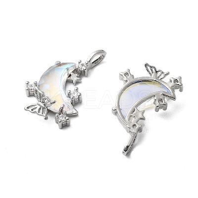 Brass Micro Pave Cubic Zirconia with Resin Pendants KK-Z103-04P-1