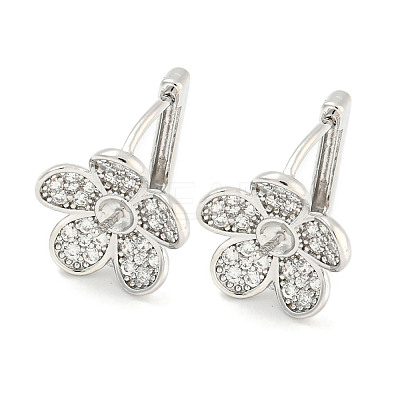 Brass Micro Pave Cubic Zirconia Hoop Earring Findings KK-S386-04P-1