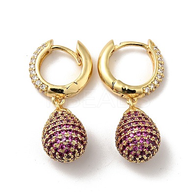 Cubic Zirconia Teardrop Dangle Hoop Earrings EJEW-F288-04-1