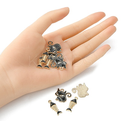 10Pcs 2 Styles Alloy Enamel Pendants ENAM-YW0003-15-1