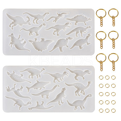 2Pcs 2 Style Dinosaur Pendant DIY Silicone Molds DIY-TA0009-03-1