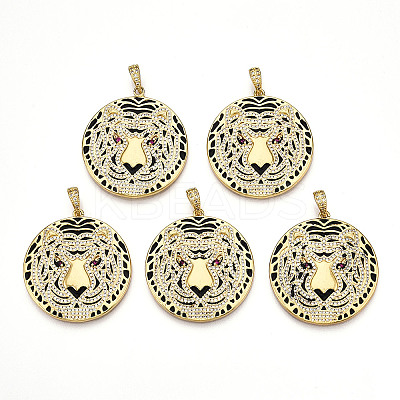 Brass Micro Pave Clear Cubic Zirconia with Enamel Pendants KK-R162-073A-G-1
