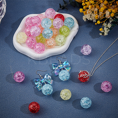 40Pcs Transparent Crackle Acrylic Beads PACR-PA0001-19-1