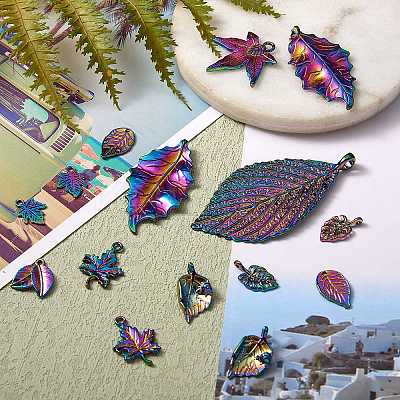 20Pcs 10 Style Rainbow Color Alloy Pendants PALLOY-SZ0001-31-1