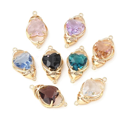 Brass K9 Glass Connector Charms KK-C024-51KCG-1