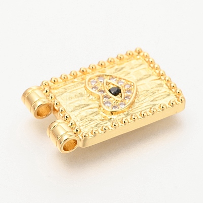 Brass Micro Pave Clear & Black Cubic Zirconia Pendants ZIRC-O036-54G-1