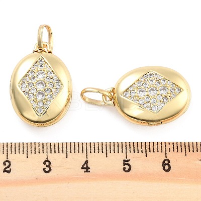 Brass Pave Clear Cubic Zirconia Pendants KK-U009-11A-G-1