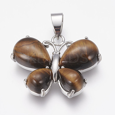 Natural Tiger Eye Pendants G-E467-09D-1
