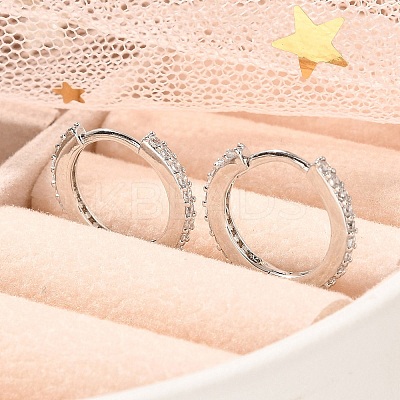 Rack Plating Brass Micro Pave Cubic Zirconia Hoop Earrings EJEW-H143-15P-01-1