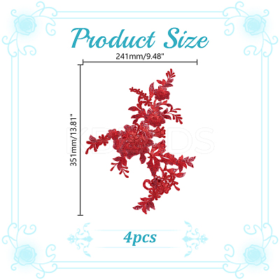 Flower Polyester Embroidery Sew on Appliques PATC-WH0020-33D-1