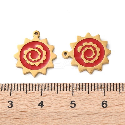 Ion Plating(IP) 304 Stainless Steel Red Enamel Pendants STAS-M102-66G-1