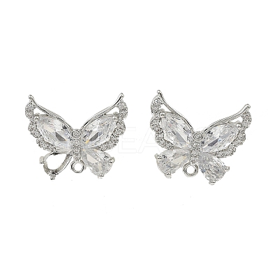 Brass Micro Pave Clear Cubic Zirconia Stud Earring Findings KK-C107-10P-1