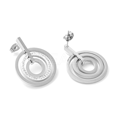 Rhinestone Multi-Ring Dangle Stud Earrings EJEW-E286-10P-1