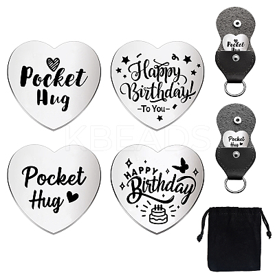 Heart Double-Sided Engraved Stainless Steel Commemorative Decision Maker Coin Set AJEW-GL0002-01L-1