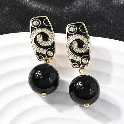 Round Brass Micro Pave Clear Cubic Zirconia Hoop Earrings EJEW-S261-02G-1
