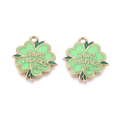 Saint Patrick's Day Alloy Enamel Pendants ENAM-T024-38A-G-1