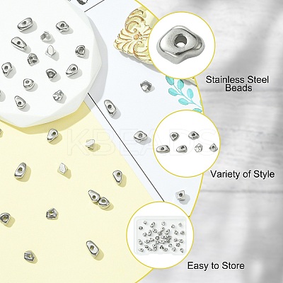 36Pcs 6 Styles 304 Stainless Steel Beads STAS-CJ0002-90-1
