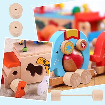 12Pcs Schima Wood Vehicle Wheels and 12Pcs Schima Wood Sticks DIY-OC0004-20-1