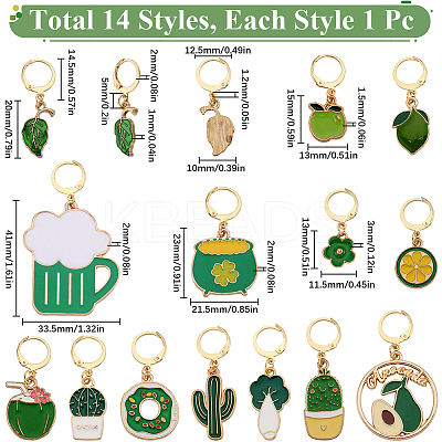 1 Set Cauldron/Beer/Flower Alloy Enamel Pendant Locking Stitch Markers HJEW-SC0001-57-1