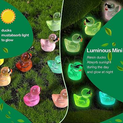 120Pcs 12 Colors Mini Luminous Resin Sunglasses Duck Display Decorations RESI-SZ0003-33-1