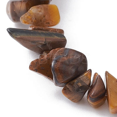 Natural Tiger Eye Chips Beaded Bracelet BJEW-JB09686-03-1