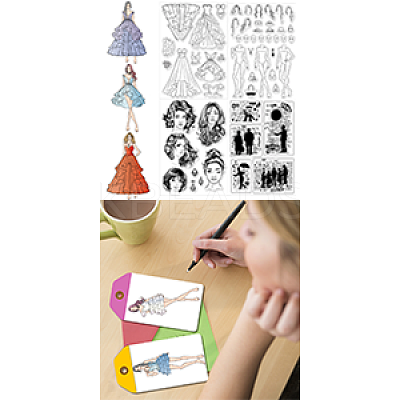 4Pcs 4 Styles Human PVC Plastic Clear Stamps DIY-CA0006-64H-1