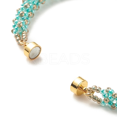 Glass Seed Beaded Bracelet with Brass Magnetic Clasps BJEW-JB07801-05-1