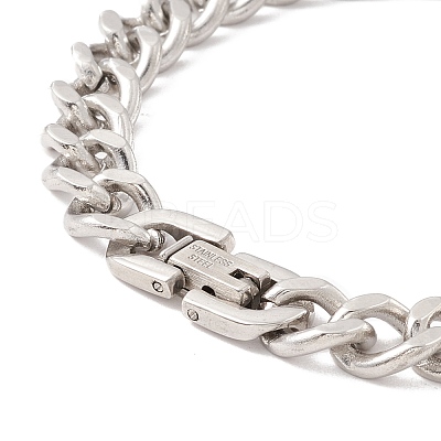 Rectangle 304 Stainless Steel Link Bracelet with Crystal Rhinestone for Men Women STAS-P304-13P-1