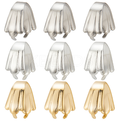60Pcs 3 Colors 304 Stainless Steel Snap on Bails STAS-SC0005-56-1