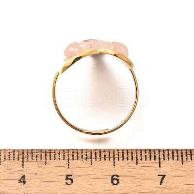 Natural Rose Quartz Chip Finger Rings for Women RJEW-R012-07G-1