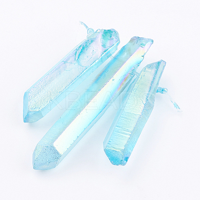 Electroplated Natural Quartz Crystal Graduated Beads Strands LS-G-P315-A07-1