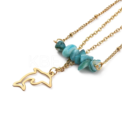 Dyed Natural Shell Chips Charms Anklet AJEW-G049-01G-04-1