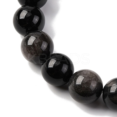 Natural Silver Sheen Obsidian Beads Strands G-F808-C01-14mm-1